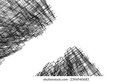abstract architecture vector 3d illustration