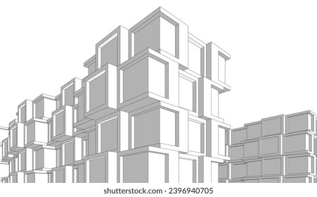 ilustración 3d del vector de arquitectura abstracta