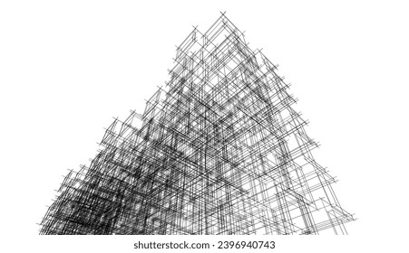 abstract architecture vector 3d illustration