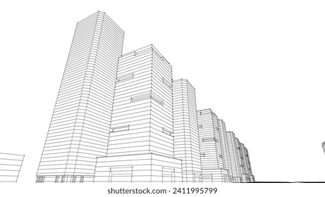 abstract architecture vector 3d illustration