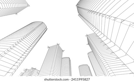 abstract architecture vector 3d illustration