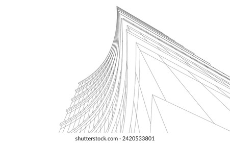 ilustración 3d del vector de arquitectura abstracta