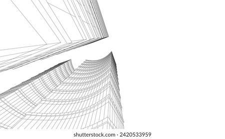 ilustración 3d del vector de arquitectura abstracta