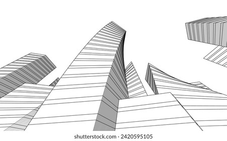 abstract architecture vector 3d illustration