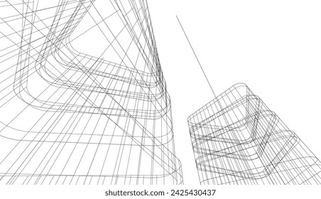 abstract architecture vector 3d illustration