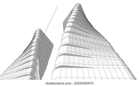 abstract architecture vector 3d illustration