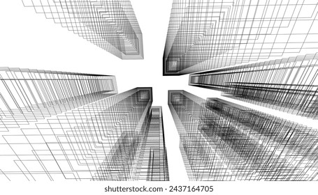 abstract architecture vector 3d illustration