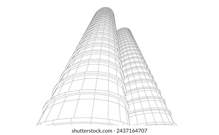 abstract architecture vector 3d illustration