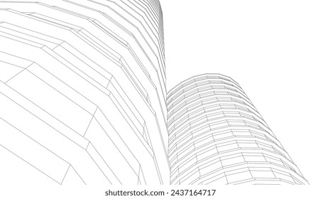 abstract architecture vector 3d illustration