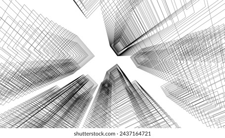 abstract architecture vector 3d illustration
