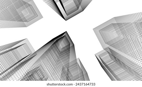 abstract architecture vector 3d illustration