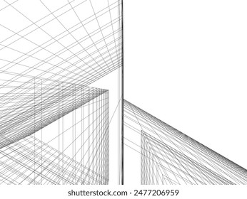 abstract architecture vector 3d illustration