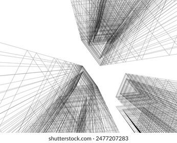 abstract architecture vector 3d illustration