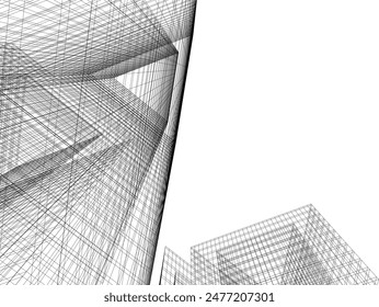 Abstrakte Architektur Vektorgrafik 3D-Illustration