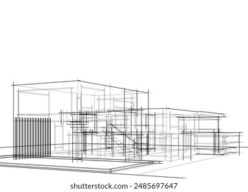 Abstrakte Architektur Vektorgrafik 3D-Illustration