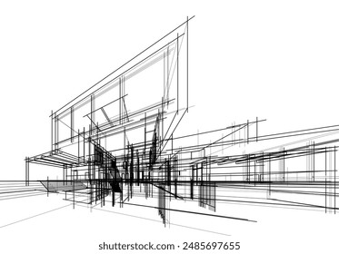 abstract architecture vector 3d illustration
