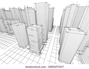 abstract architecture vector 3d illustration