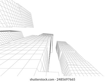 abstract architecture vector 3d illustration