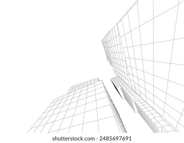 Abstrakte Architektur Vektorgrafik 3D-Illustration