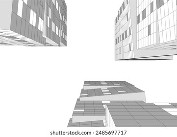 abstract architecture vector 3d illustration