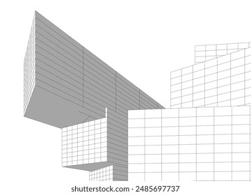 abstract architecture vector 3d illustration