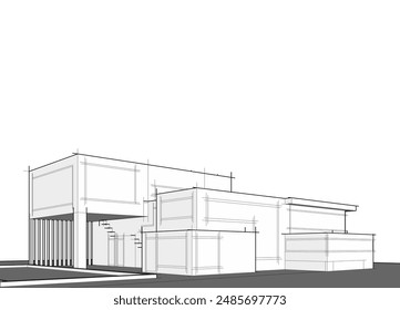 Abstrakte Architektur Vektorgrafik 3D-Illustration