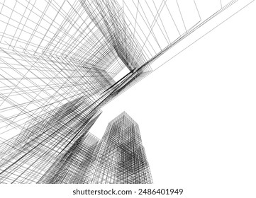Abstrakte Architektur Vektorgrafik 3D-Illustration