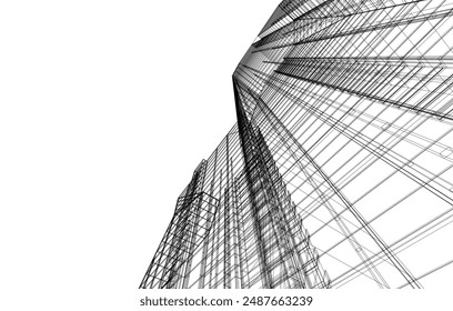 Abstract architecture. Vector 3d illustration