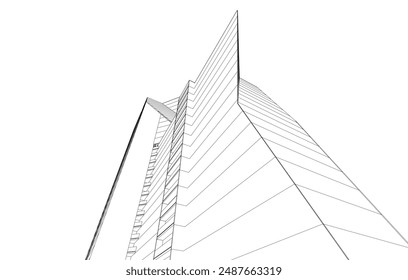 Abstract architecture. Vector 3d illustration