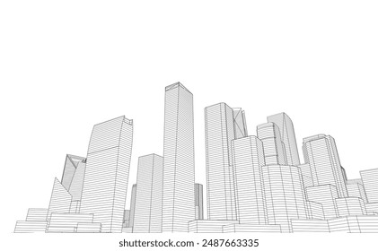 Abstract architecture. Vector 3d illustration