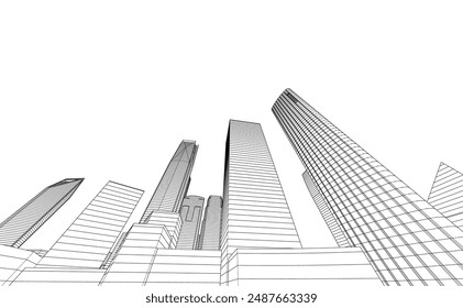 arquitectura Abstractas. Vector 3d ilustración