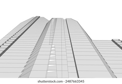 Abstract architecture. Vector 3d illustration