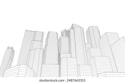 Abstract architecture. Vector 3d illustration