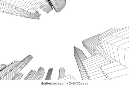 Abstract architecture. Vector 3d illustration