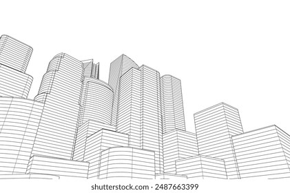 Abstrakte Architektur. Vektorgrafik 3D-Darstellung