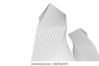 Abstract architecture. Vector 3d illustration