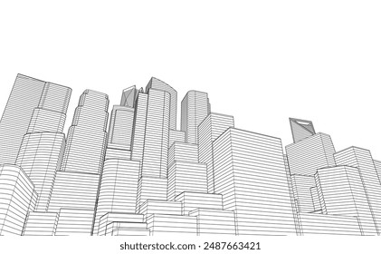 Abstract architecture. Vector 3d illustration