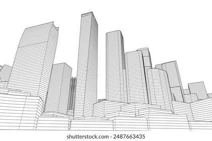 arquitectura Abstractas. Vector 3d ilustración