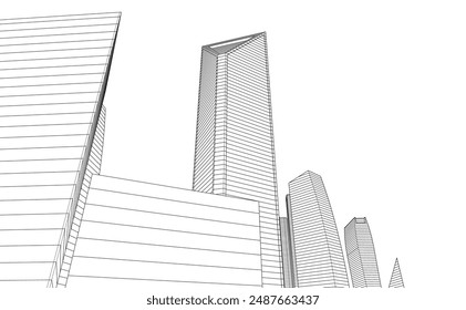Abstract architecture. Vector 3d illustration
