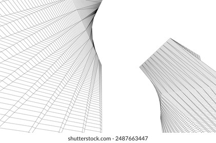 Abstract architecture. Vector 3d illustration