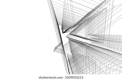 Ilustração abstrata do vetor de arquitetura 3d
