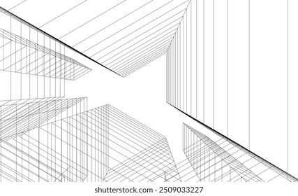 Ilustração abstrata do vetor de arquitetura 3d