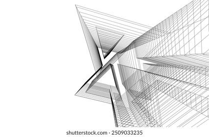 Ilustração abstrata do vetor de arquitetura 3d
