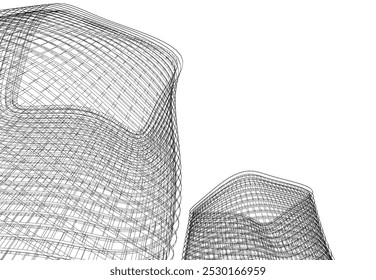 Ilustração abstrata do vetor de arquitetura 3d
