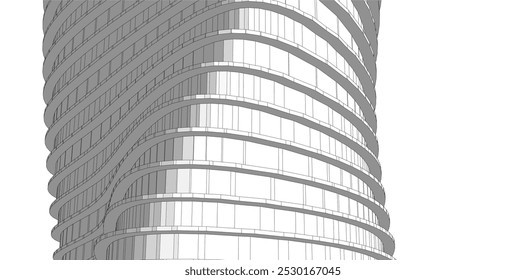 Ilustração abstrata do vetor de arquitetura 3d