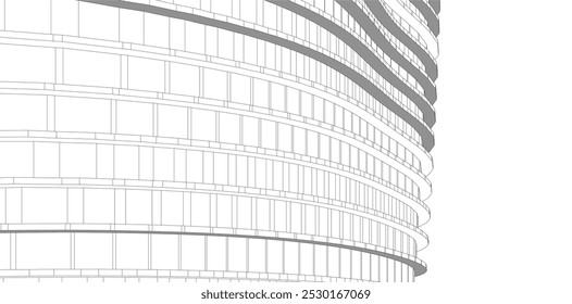 Ilustração abstrata do vetor de arquitetura 3d