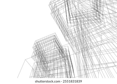 abstract architecture vector 3d illustration