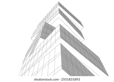 arquitetura abstrata vetor ilustração 3d