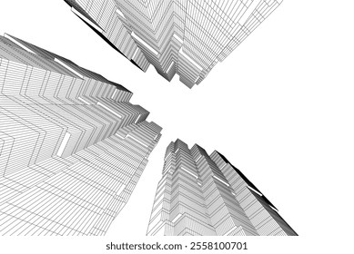 Abstract architecture vector 3d illustration