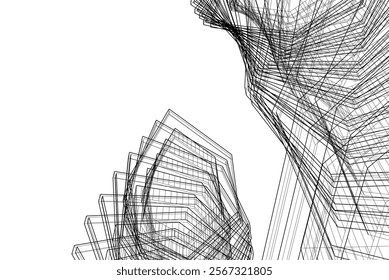 Abstract architecture vector 3d illustration